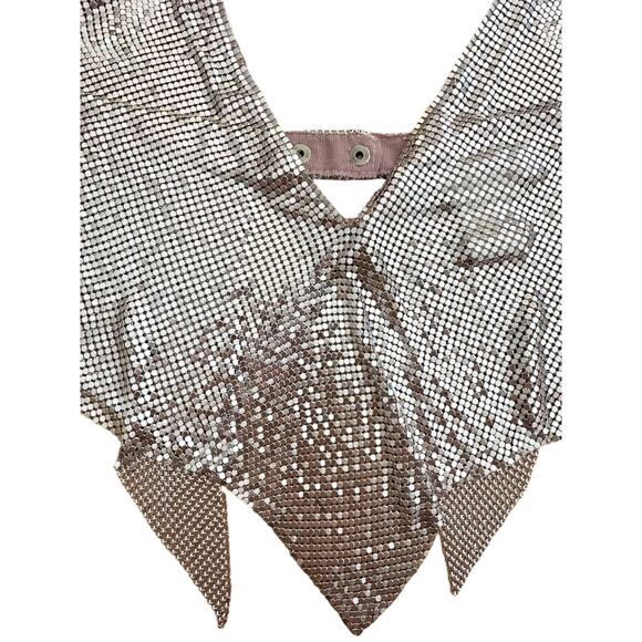 Lovers & Friends - Mesh Chain Halter Neck Top in Metallic Blush Pink - Picture 2 of 4